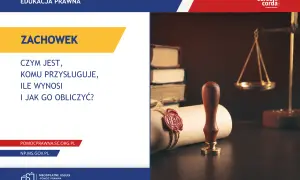 Zachowek: czym jest, komu się należy i jak go obliczyć? Obraz przedstawia symbole prawa: wagę, pieczęć i księgi.