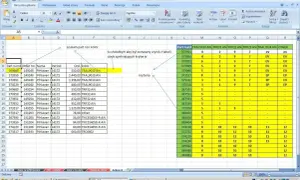 Tabela Excel z danymi, gdzie szukam part no i koloru, a obok wyniki spełniające kryteria. x.wyszukaj.