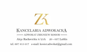 Logo kancelarii adwokackiej ZK, dane kontaktowe adwokata Zbigniewa Kosiora w Lublinie.
