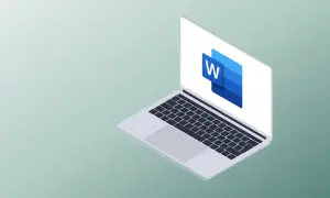 Laptop z ikoną Microsoft Word. Idealny do tworzenia dokumentów i justowania tekstu.