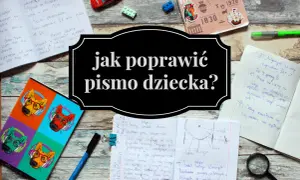 Zeszyty, długopisy i lupa sugerują naukę, być może pomoc w walce z dysgrafią. Jak poprawić pismo dziecka?