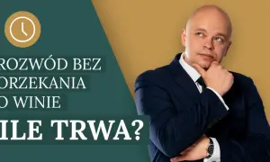 Mężczyzna w garniturze zastanawia się, ile trwa rozwód bez orzekania o winie.