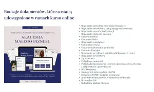 Lista dokumentów prawnych dla Akademii Małego Biznesu: regulaminy, umowy, polityki, RODO.