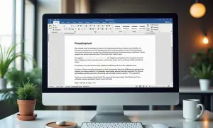Na ekranie komputera widać dokument w programie Word. W tekście znajduje się akapit o tytule "Parsolicatiunt".