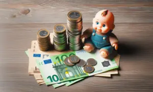 Lalka z monetami i banknotami. Jakie alimenty przy zarobkach 5000?