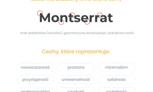 Montserrat, czcionka bezszeryfowa, symbolizuje nowoczesność, prostotę i minimalizm. Jej geometryczna konstrukcja zapewnia czytelność.
