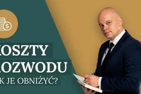 Mężczyzna w garniturze analizuje koszty rozwodu. Ikona stosu monet symbolizuje finanse.