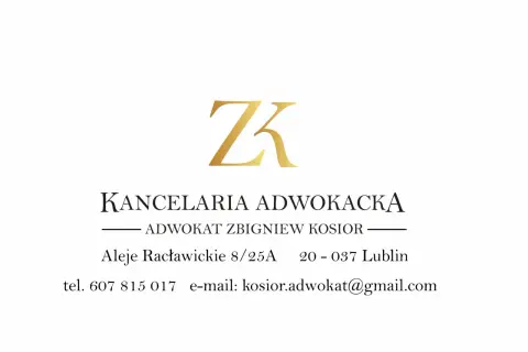 Logo kancelarii adwokackiej ZK, dane kontaktowe adwokata Zbigniewa Kosiora w Lublinie.