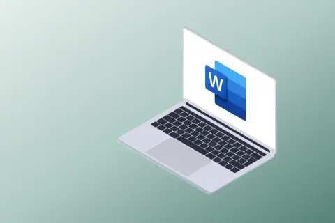 Laptop z ikoną Microsoft Word. Idealny do tworzenia dokumentów i justowania tekstu.