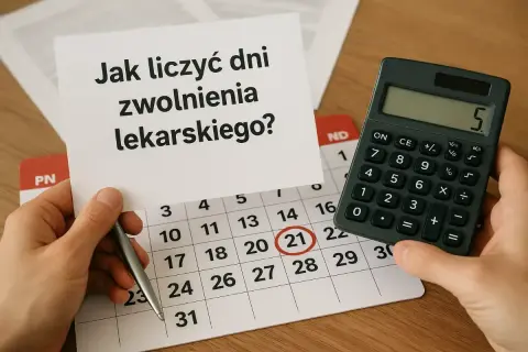 Kalkulator i kalendarz pomagają zrozumieć zasady liczenia dni zwolnienia lekarskiego, zgodnie z art. 92 kp.