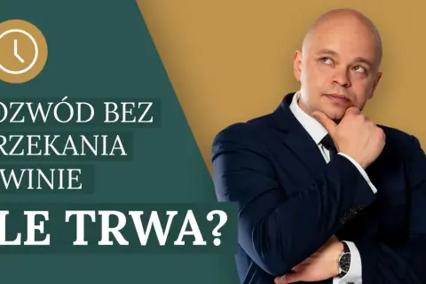 Mężczyzna w garniturze zastanawia się, ile trwa rozwód bez orzekania o winie.