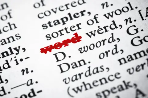 Przekreślenie tekstu skrót "word" na stronie słownika.
