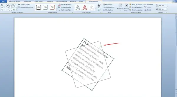 Jak obrócić tekst w Wordzie o 180 stopni? Zaznacz pole tekstowe, a następnie na karcie "Narzędzia do rysowania" wybierz "Obróć".