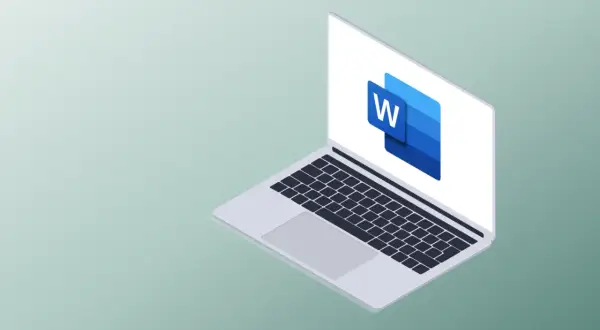 Laptop z ikoną Microsoft Word. Idealny do tworzenia dokumentów i justowania tekstu.