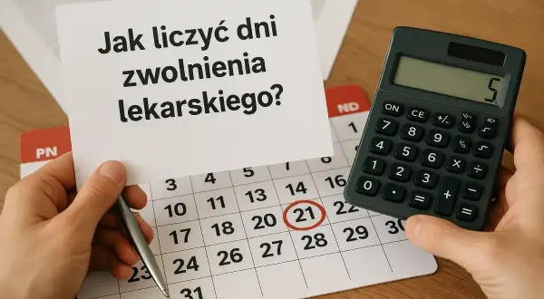 Kalkulator i kalendarz pomagają zrozumieć zasady liczenia dni zwolnienia lekarskiego, zgodnie z art. 92 kp.