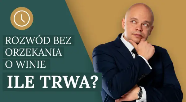 Mężczyzna w garniturze zastanawia się, ile trwa rozwód bez orzekania o winie.