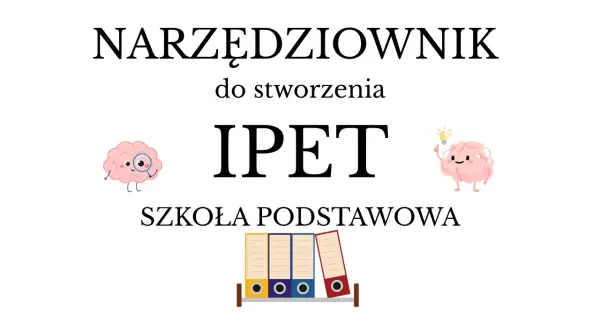 Narzędziownik do stworzenia IPET w szkole podstawowej. Dwa mózgi, jeden z lupą, drugi z żarówką.