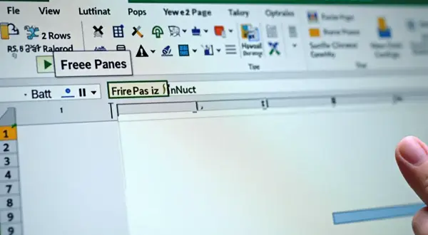 Jak zablokować wiersz w Excelu? Kliknij "Freee Panes" w menu widoku, aby zamrozić wiersze i kolumny.