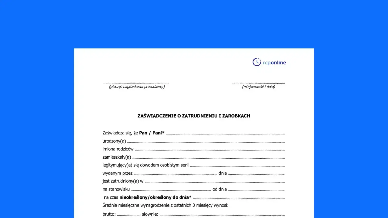 Zaświadczenie o zatrudnieniu i zarobkach, dokument potwierdzający dane pracownika. To ważny przepis prawny.