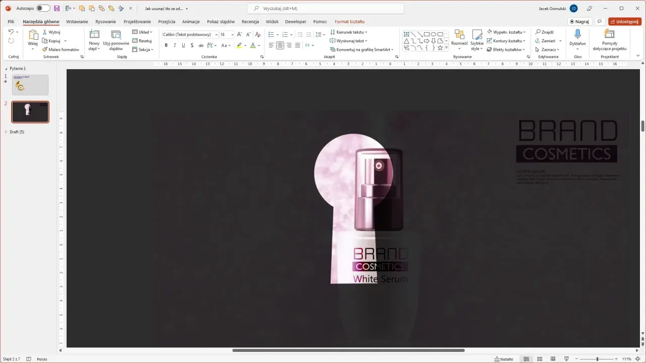 Jak usunąć tło w PowerPoint? Zobacz, jak łatwo usunąć tło ze zdjęcia kosmetyku, by stworzyć profesjonalną prezentację.