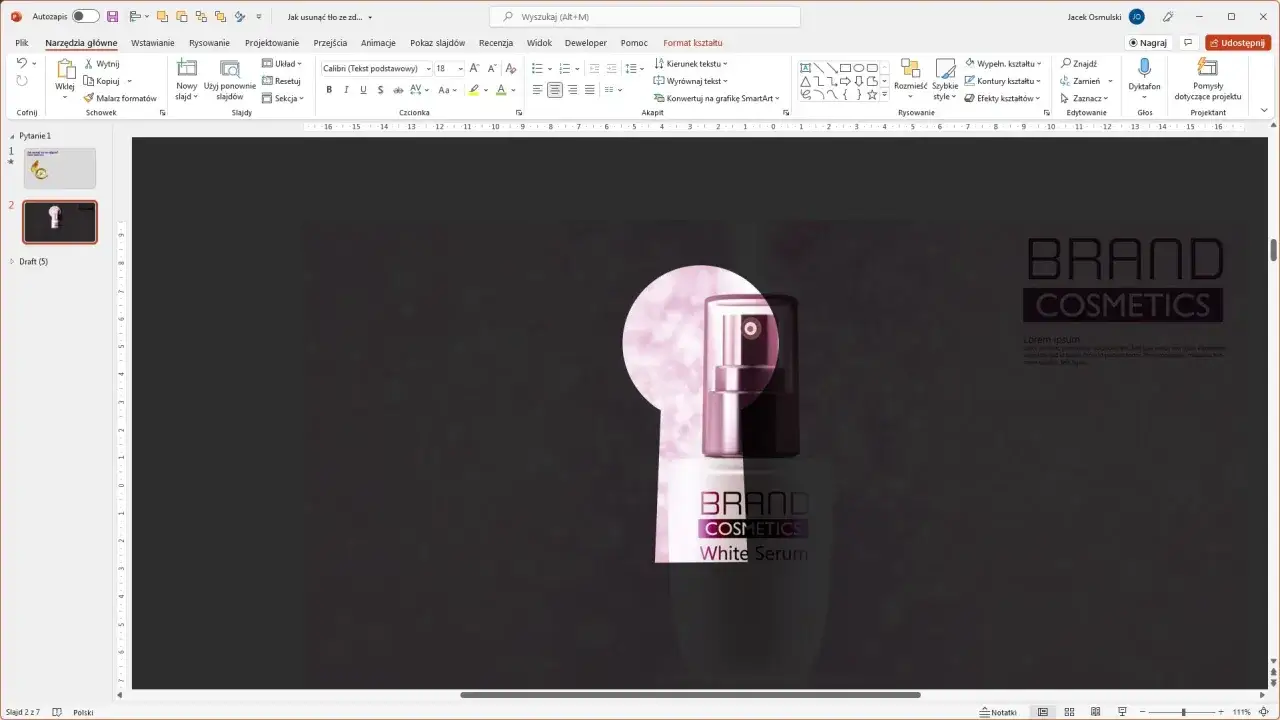 Jak usunąć tło w PowerPoint? Zobacz, jak łatwo usunąć tło ze zdjęcia kosmetyku, by stworzyć profesjonalną prezentację.