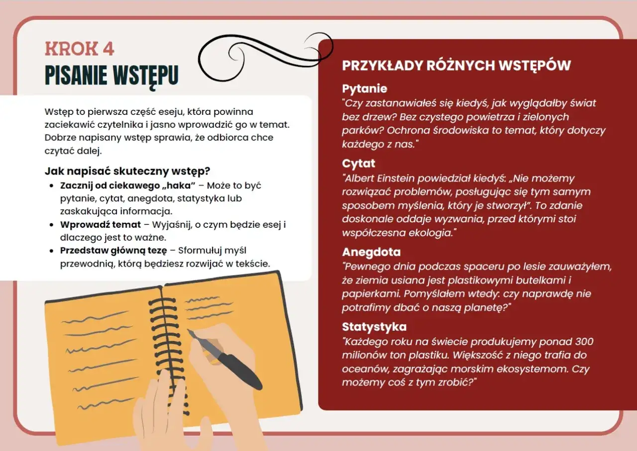 Jak napisać esej: poradnik pisania wstępu. Wskazówki, jak zaciekawić czytelnika i wprowadzić go w temat.