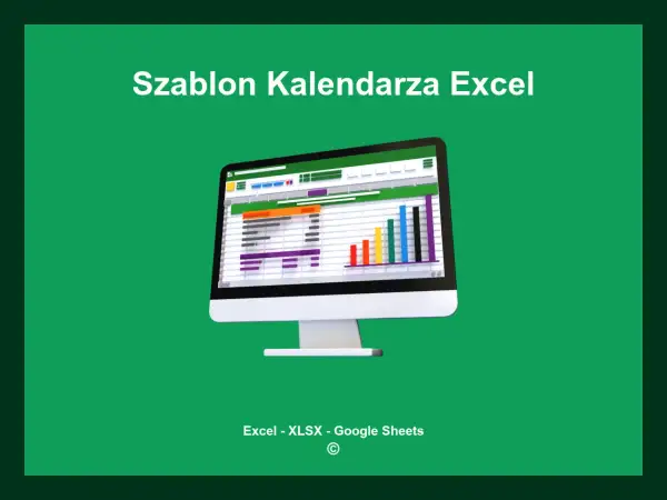 Szablon kalendarza Excel na ekranie komputera. Ułatwia planowanie i organizację.