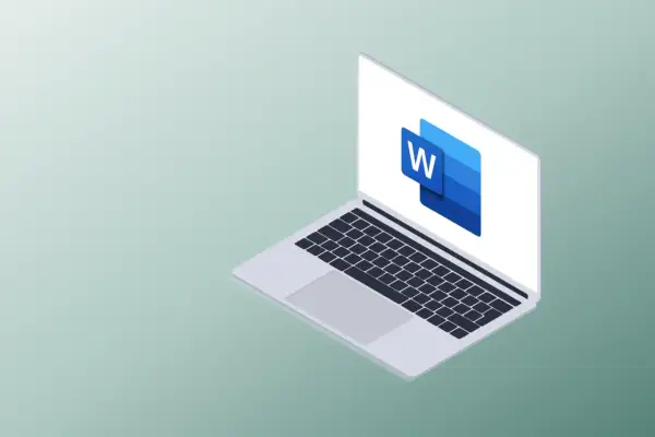 Laptop z ikoną Microsoft Word. Idealny do tworzenia dokumentów i justowania tekstu.