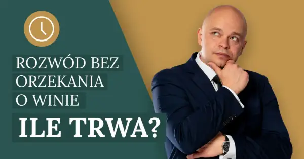 Mężczyzna w garniturze zastanawia się, ile trwa rozwód bez orzekania o winie.